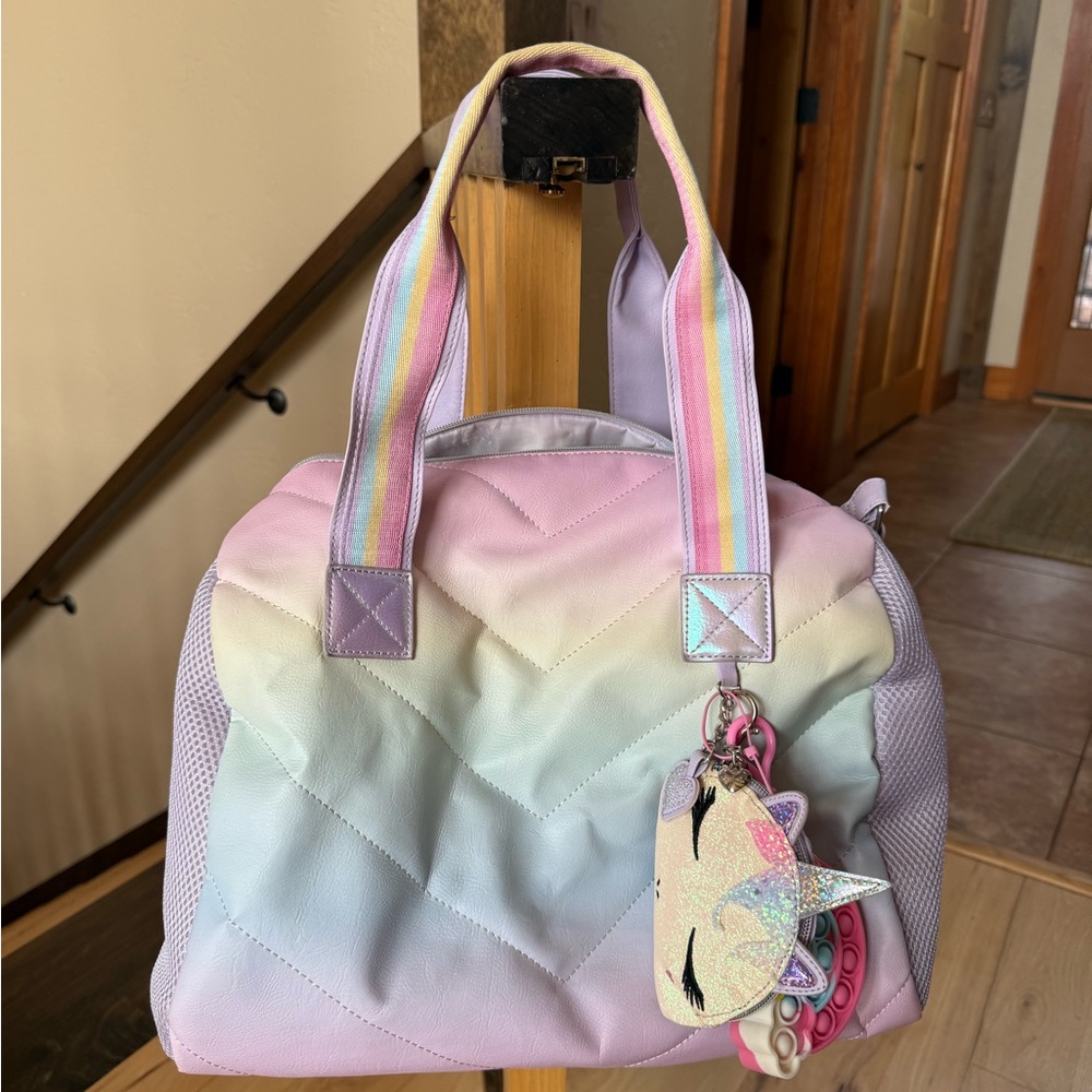 Miss Gwen’s OMG Accessories Pastel Ombré Duffel Bag with Unicorn Change Purse